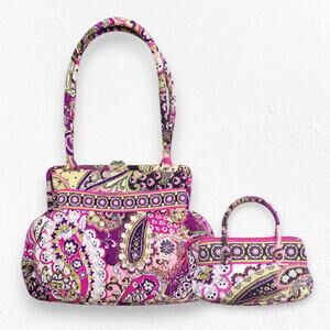 Vera Bradley Very Berry Paisley Kiss Lock Double Handle Coin Purse Eloise Purse